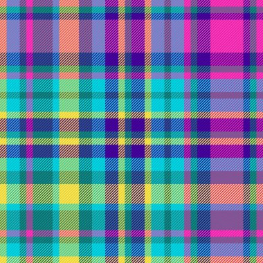 Texture background vector. Tartan plaid seamless. Check textile fabric pattern in yellow and turquoise colors.