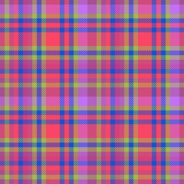 Plaid textile tartan. Pattern vector check. Texture background seamless fabric in pink and red colors.