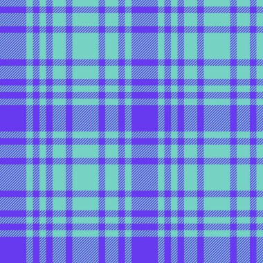 Vector plaid tartan. Background texture seamless. Fabric check textile pattern in violet and turquoise colors.