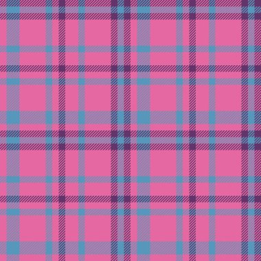Fabric background textile. Tartan texture check. Plaid pattern seamless vector in red and blue colors.