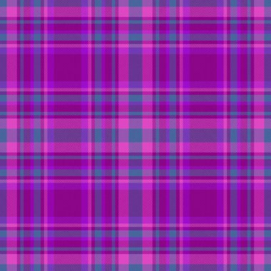 Background tartan fabric. Plaid check pattern. Seamless vector texture textile in blue and pink colors.