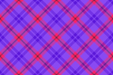 Arka plan tartan vektörü. Ekose kumaş. Mor ve kırmızı renklerde kumaşsız desen denetimi.