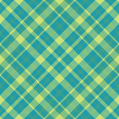 Ekose ekose kumaş. Tekstil vektör kumaşı. Turkuaz ve yeşil renklerde kusursuz desen kontrolü.