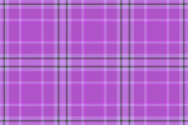 Tekstil arka planı. Kumaş pürüzsüz vektör. Yeşil ve mor renklerde desenli ekoseli tartan kontrolü.