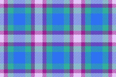 Vektör kumaş arka planı. Kusursuz şablona bak. Mavi ve turkuaz renkli kumaş desenli ekose kumaş..