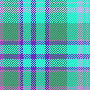 Ekose tekstil vektörü. Tartan kumaşı kontrol et. Doku arkaplan deseni mor ve pembe renklerde pürüzsüz.