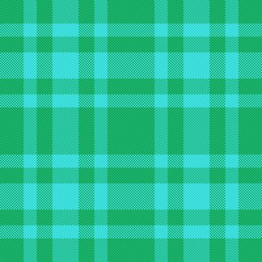 Kalıplı ekose kumaş. Kusursuz kumaş tekstili. Yeşil ve turkuaz renklerde vektör dokusu denetimi.