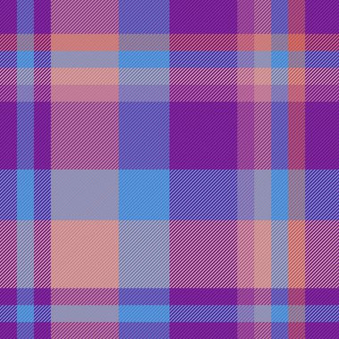 Kusursuz desenli tartan. Ekose kumaş. Pembe ve kırmızı renklerde doku kontrolü vektörü.
