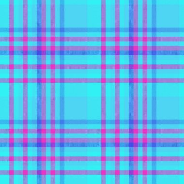Doku desenli ekose. Kusursuz kumaş kontrolü. Turkuaz ve mavi renklerde arkaplan tartan vektör tekstili.