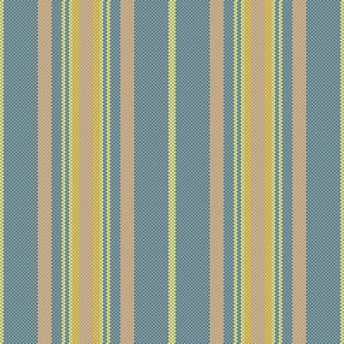 Vektör kumaş deseni. Çizgiler dikey. Doku arka planı turuncu ve mavi renklerde pürüzsüz.