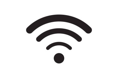 Wi-Fi sembolü sinyal bağlantısı. Kablosuz internet teknolojisi işareti. Wifi ağ iletişim simgesi. Radyo anten tasarımı.