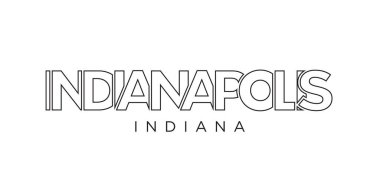 Indianapolis, Indiana, USA typography slogan design. America logo with graphic city lettering for print and web products.
