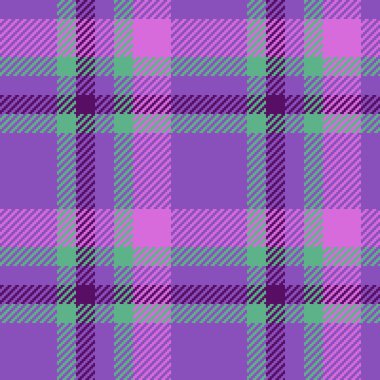 Vector seamless background. Textile tartan pattern. Texture plaid fabric check in pink and purple colors.