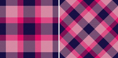 Textile fabric vector. Background plaid check. Seamless tartan pattern texture in set.