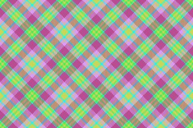 Seamless check pattern. Textile background plaid. Vector texture tartan fabric in green and pink colors.