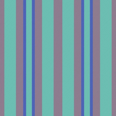 Seamless pattern fabric. Stripe lines texture. Textile vector vertical background in turquoise and red colors.