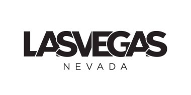 Las Vegas, Nevada, ABD tipografi sloganı. Baskı ve web ürünleri için grafik şehir harfleriyle Amerika logosu.