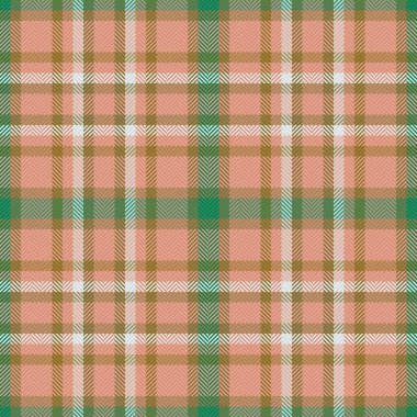 Check texture tartan. Seamless plaid pattern. Vector fabric textile background in turquoise and amber colors.
