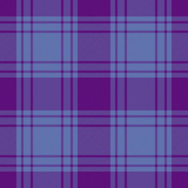 Texture tartan background. Pattern fabric check. Seamless vector textile plaid in purple and blue colors.