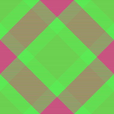 Seamless tartan check. Texture plaid vector. Fabric background pattern textile in green and pink colors.