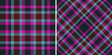 Check texture background. Plaid fabric pattern. Tartan textile vector seamless in set.