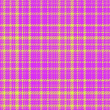 Pattern textile vector. Fabric background check. Seamless texture plaid tartan in lime and violet colors.