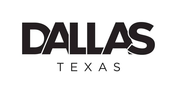 Dallas Texas Usa Typography Slogan Design America Logo Graphic City — Stockový vektor