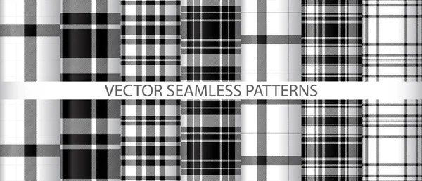 Set Pattern Textile Fabric Background Check Tartan Vector Plaid Seamless —  Vetores de Stock