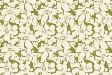 Floral pattern seamless background. Foliage and flower wallpaper design of nature. Vector illustration.