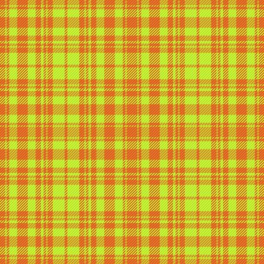 Tartan vektör tekstili. Kalıpsız ekose kumaş. Kumaş kireç ve turuncu renklerde arkaplan dokusunu kontrol et.