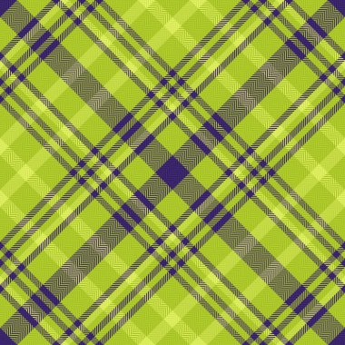 Vektör dokusu tekstil. Ekose kontrol geçmişi. Çivit ve kireç renklerinde kusursuz kumaş desenli tartan..