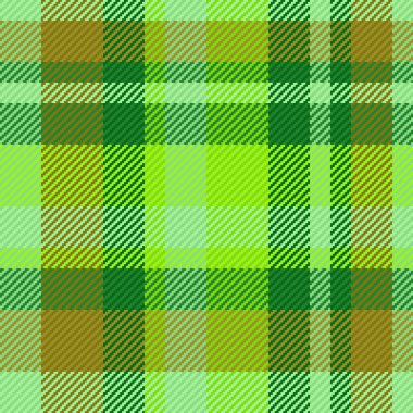 Vektör dokusu kusursuz. Tartan tekstili kontrol et. Arkaplan desenli sarı ve yeşil renkli kumaş ekoseli.