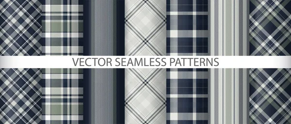 Nastavte Vektorové Pole Hladce Vzorek Kontroly Pozadí Kolekce Textilní Textury — Stockový vektor