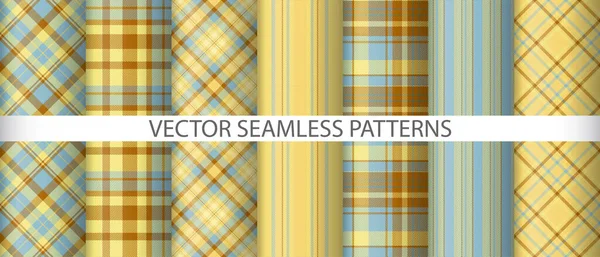 Establecer Patrón Sin Costura Tartán Fondo Textura Cuadros Textil Verificación — Vector de stock