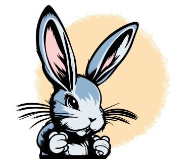 Rabbit cartoon vector illustration in grunge punk design. Bunny trendy art.