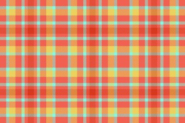 Vektörsüz kumaş. Ekose kumaş. Arkaplan desenli tartan denetimi sarı ve turkuaz renklerde.