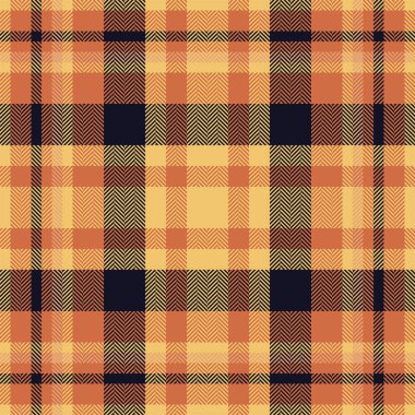 Ekose kontrol deseni turuncu ve kırmızı renklerde. Kusursuz kumaş dokusu. Tartan tekstil baskı tasarımı.