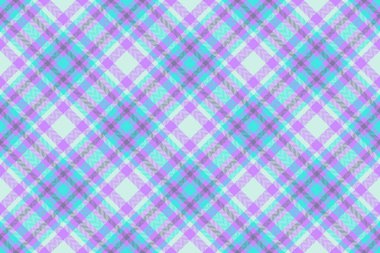 Arka plan vektör tekstili. Kumaş deseni pürüzsüz. Pastel ve cyan renklerinde ekose kumaş kontrolü.