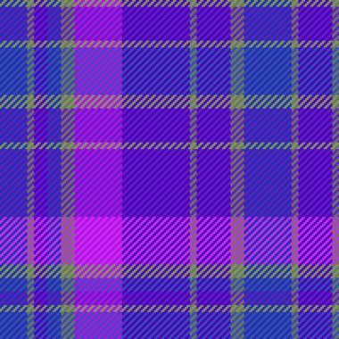 Ekoseli vektör kontrolü. Arkaplan deseni. Mor ve mavi renklerde kusursuz kumaş..