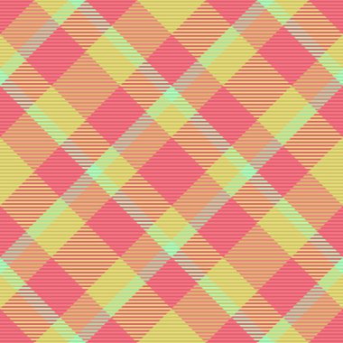 Vektör kontrolü. Doku desenli tekstil. Arkaplan dikişsiz kumaş ekoseli yeşil ve kırmızı renklerde.