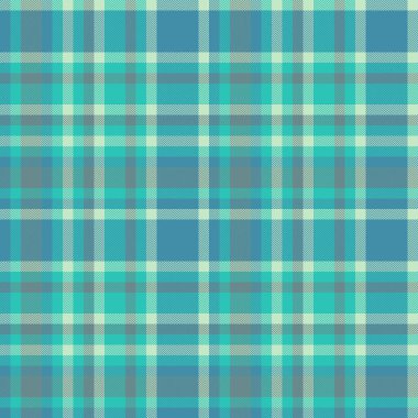 Doku vektörünü kontrol et. Kalıplı kumaş. Tartan arkaplan ekoseli pastel ve cyan renklerinde.
