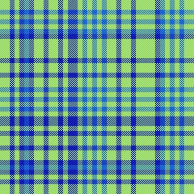 Vektör arkaplan dokusu. Tartan tekstil kumaşı. Kusursuz ekose desen kontrolü mavi ve yeşil renklerde.