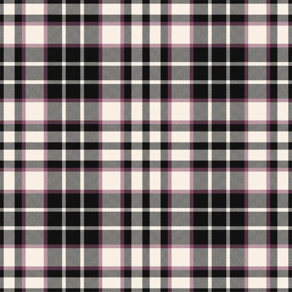 Plaid Seamless Pattern Black White Check Fabric Texture Vector Textile — Stock Vector