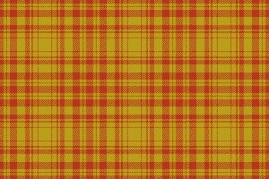 Kusursuz tekstil ekose. Arkaplan desenli tartan. Kırmızı ve sarı renklerde vektör deseni denetimi.