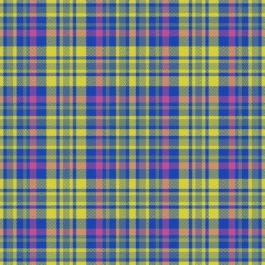 Kusursuz bir arka plan. Tekstil dokusuna bak. Mor ve mavi renklerde Tartan kumaş ekose vektörü.