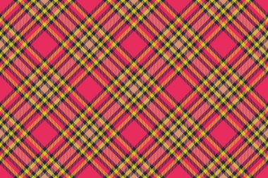 Tartan vektör arkaplanı. Kalıpsız kumaş. Ekose desenini kırmızı ve sarı renklerle kontrol et.