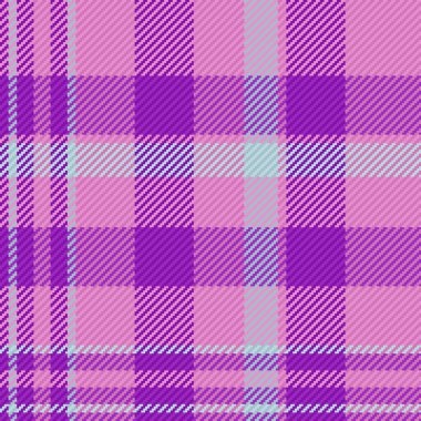 Kumaş arka plan pürüzsüz. Doku kontrolü ekoseli. Pastel ve mor renklerde tekstil tartan vektörü.