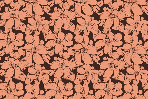 Floral Pattern Seamless Background Foliage Flower Wallpaper Design Nature Vector — Stockvector