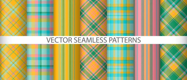 Definir Textura Fundo Sem Costura Vector Têxtil Xadrez Tartan Verificar —  Vetores de Stock