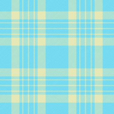 Kumaş tekstil vektörü. Örnek geçmiş kontrolü. Tartan desenli ekoseli kumaş. Cyan ve açık renkli..